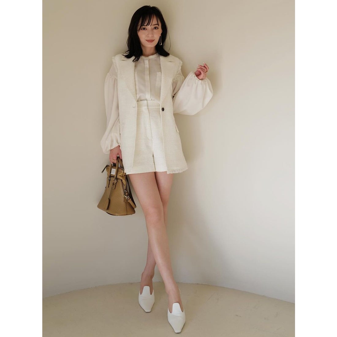 アニュアンス anuans シアーボリュームスリーブブラウス （IVORY