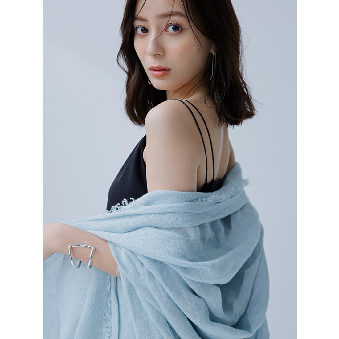 アニュアンス anuans ダブルストラップナローキャミワンピース （BLACK