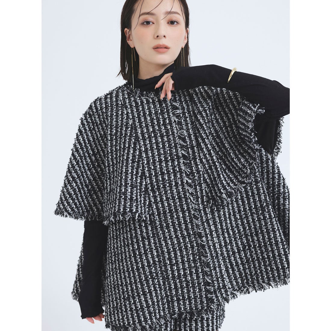 アニュアンス anuans ツイードケープジャケット （WHITE