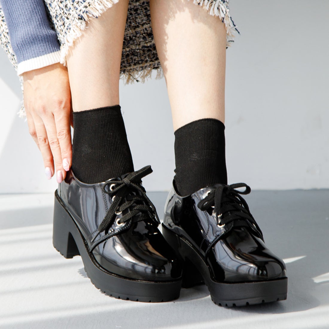 アタガール attagirl 7.5cm ヒール 厚底 ハイヒール レースアップ