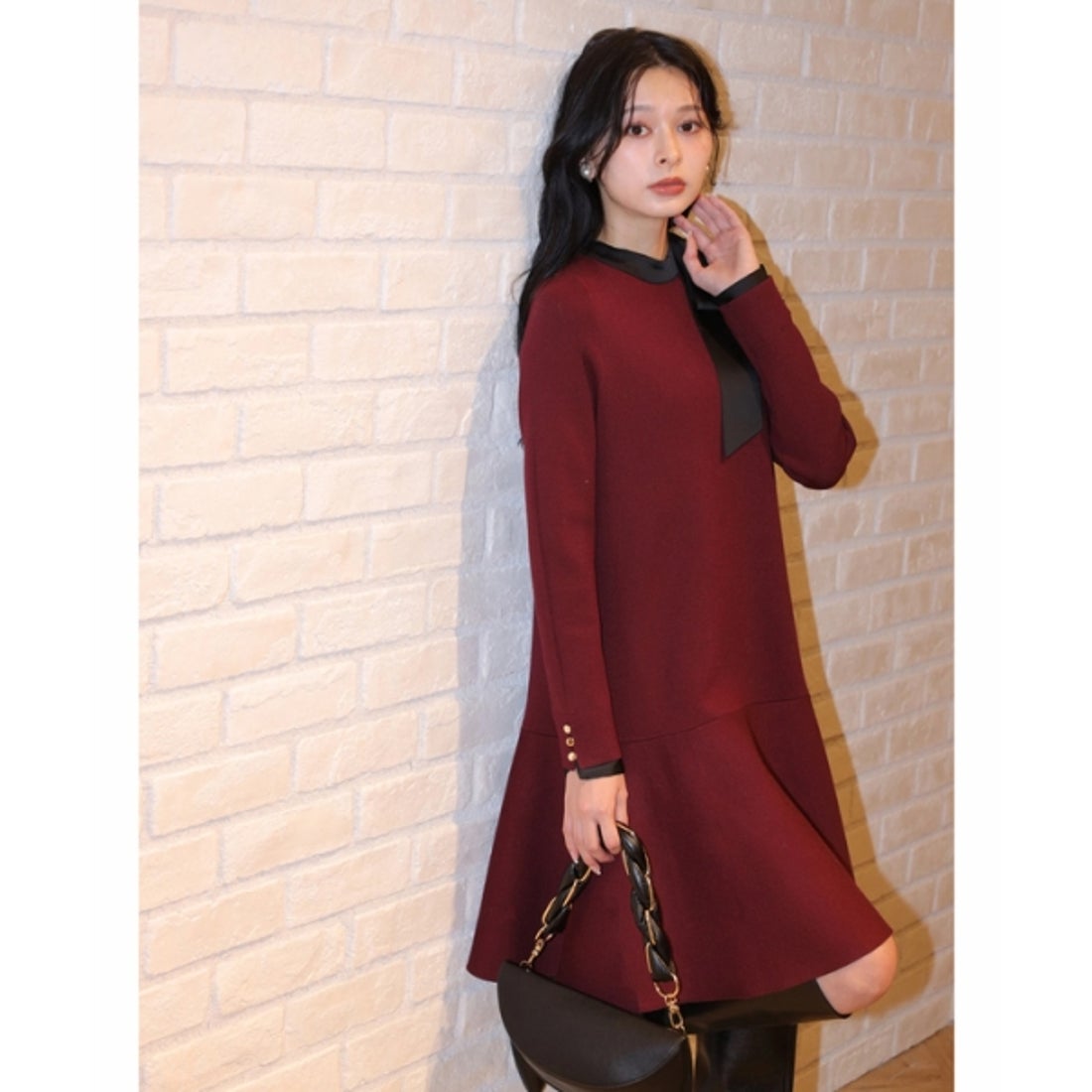 アプワイザー・リッシェ Apuweiser-riche ネックリボンミニニット