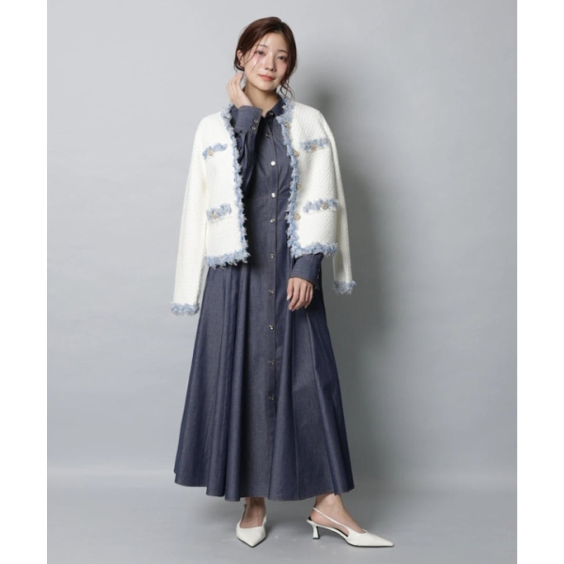 アプワイザー・リッシェ Apuweiser-riche MIXブレードニットジャケット