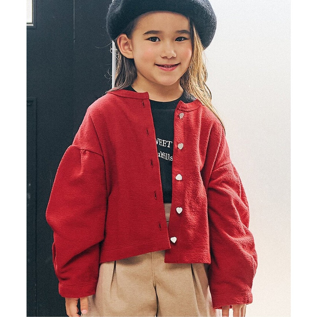 アプレ レ クール apres les cours WEB限定 ハートボタンカーディガン