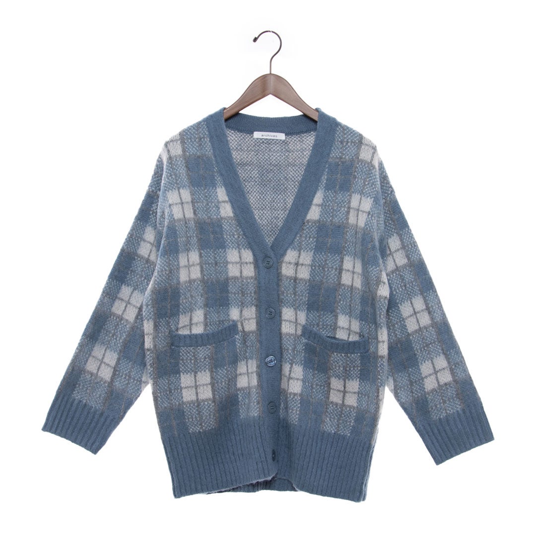 アルシーヴ archives チェックジャガードルーズニットカーディガン