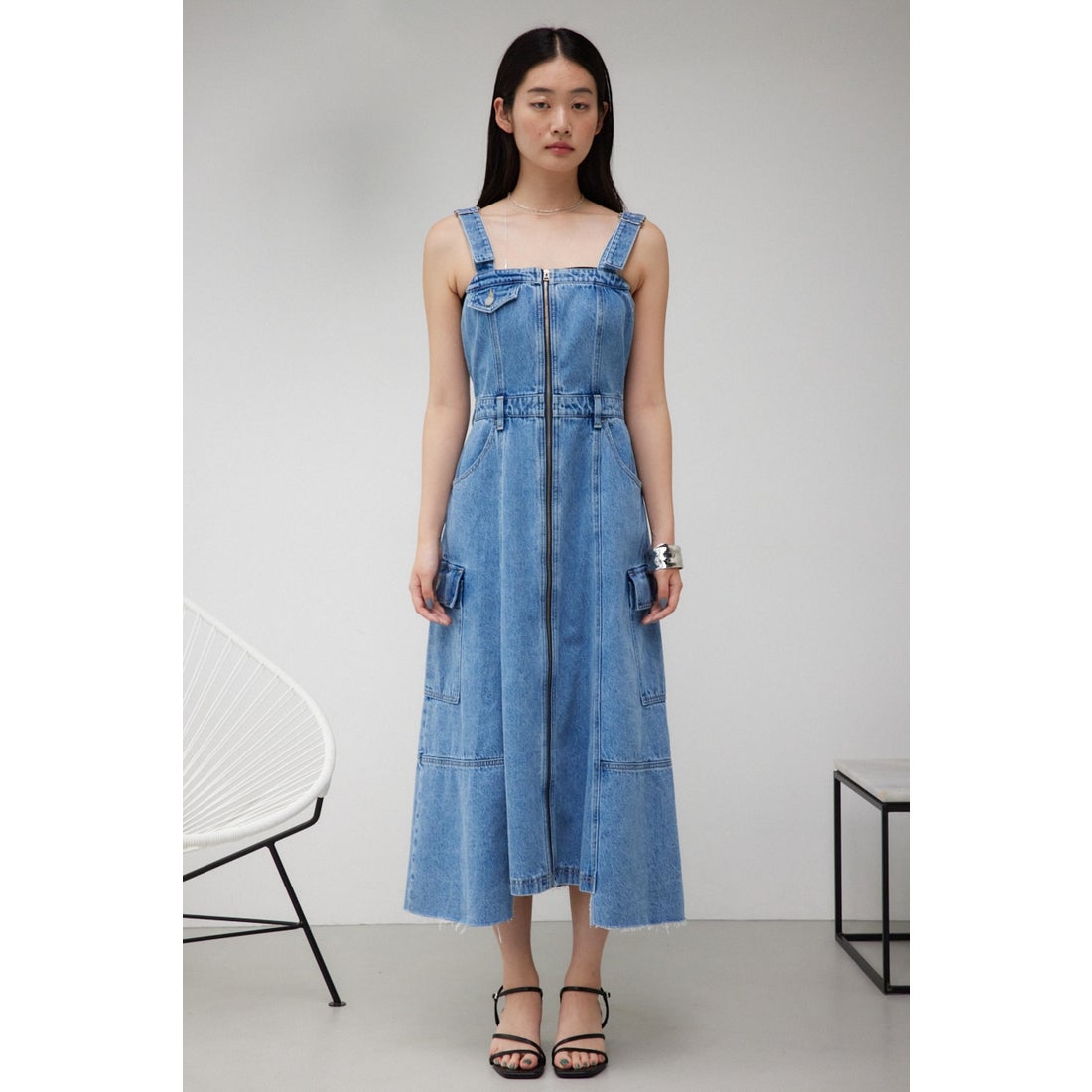 AZUL BY MOUSSY ロングデニムワンピース L/BLU1 -ファッション通販
