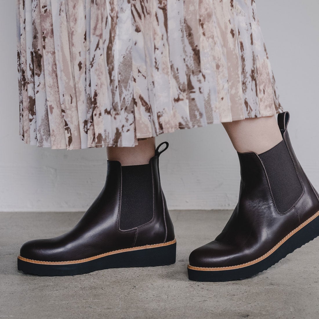 ボントレ BONTRE 厚底サイドゴアブーツ （ダークブラウン