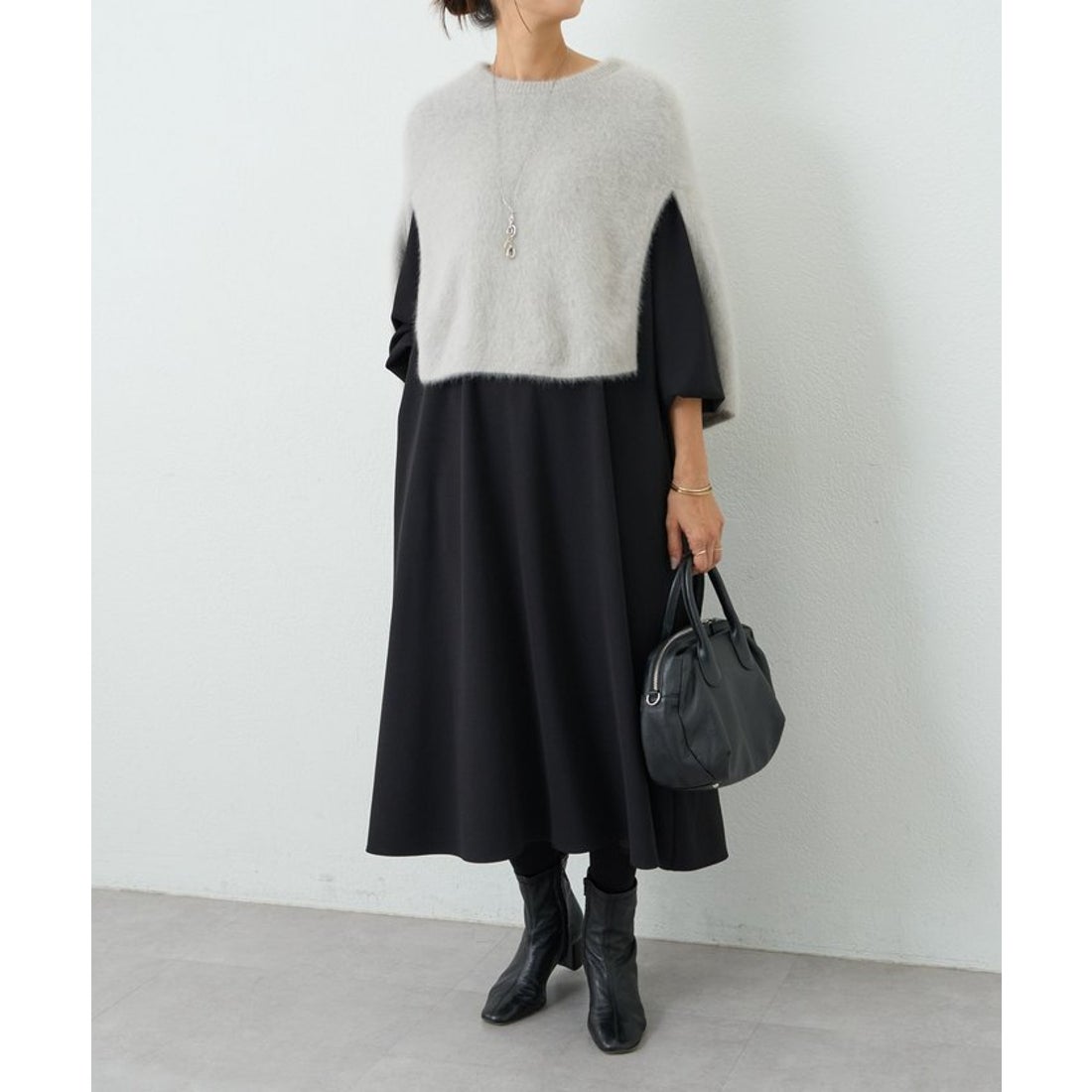 p*o様 【M168】BEARDSLEY ビアズリー ファーニットポンチョ モカ p*o様