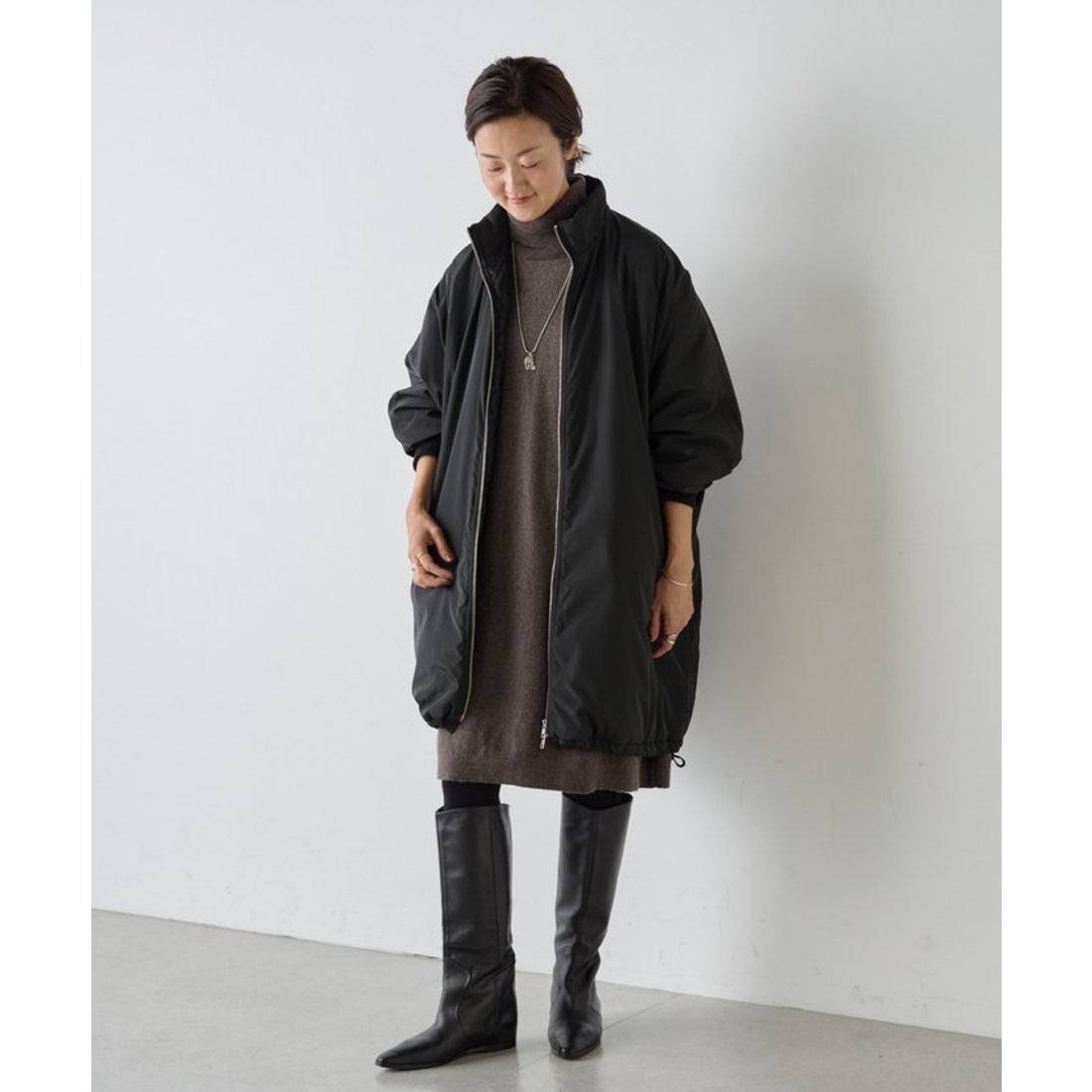 ビアズリー BEARDSLEY 中綿BIGポンチョ （black） -ファッション通販