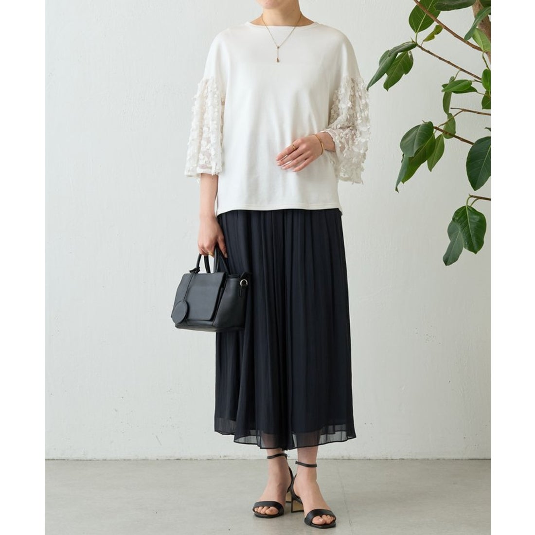 ビアズリー BEARDSLEY NEWシワシフォンギャザーパンツ （orange