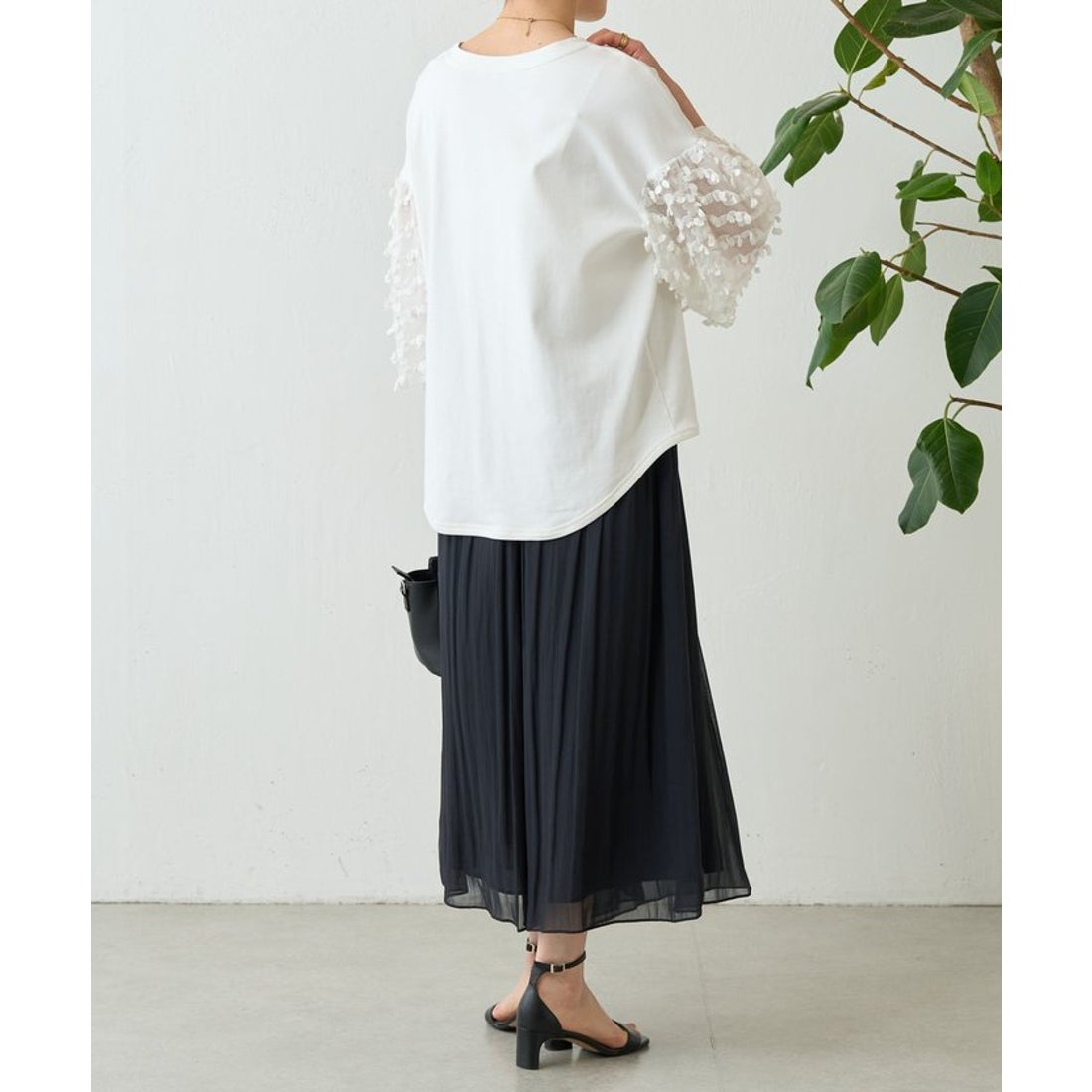 ビアズリー BEARDSLEY NEWシワシフォンギャザーパンツ （orange