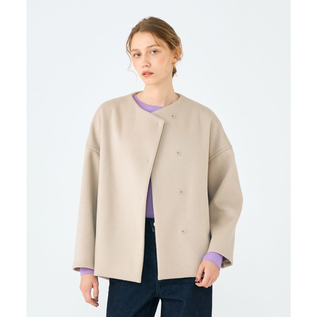 ボールジィ Ballsey ウールカシミヤビーバー ショートコクーンコート