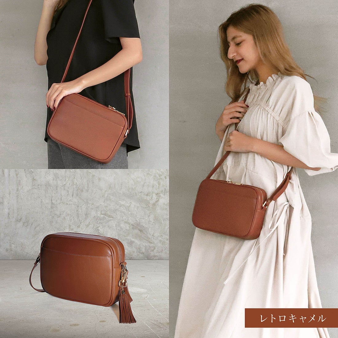 本革 ミニショルダーバッグ / Ines - イネス -（グレージュ） -BLUE