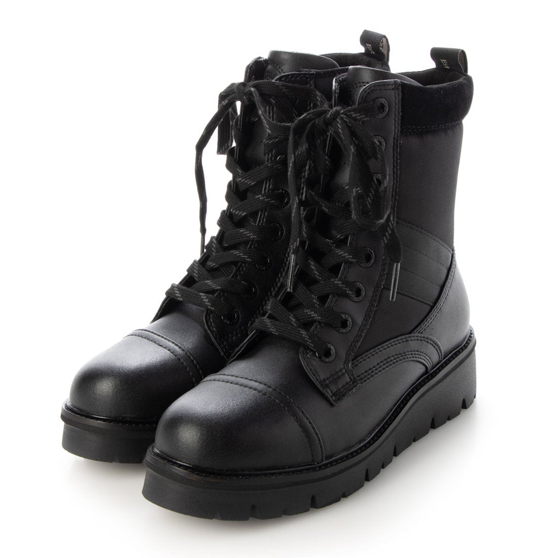 ブソラ bussola 撥水加工厚底レースアップブーツ （ブラックコンビ