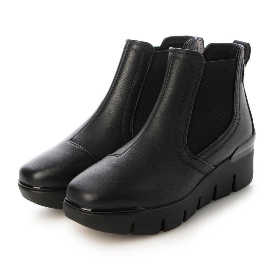 ブソラ bussola 晴雨兼用サイドゴアレザーショートブーツ （ブラック