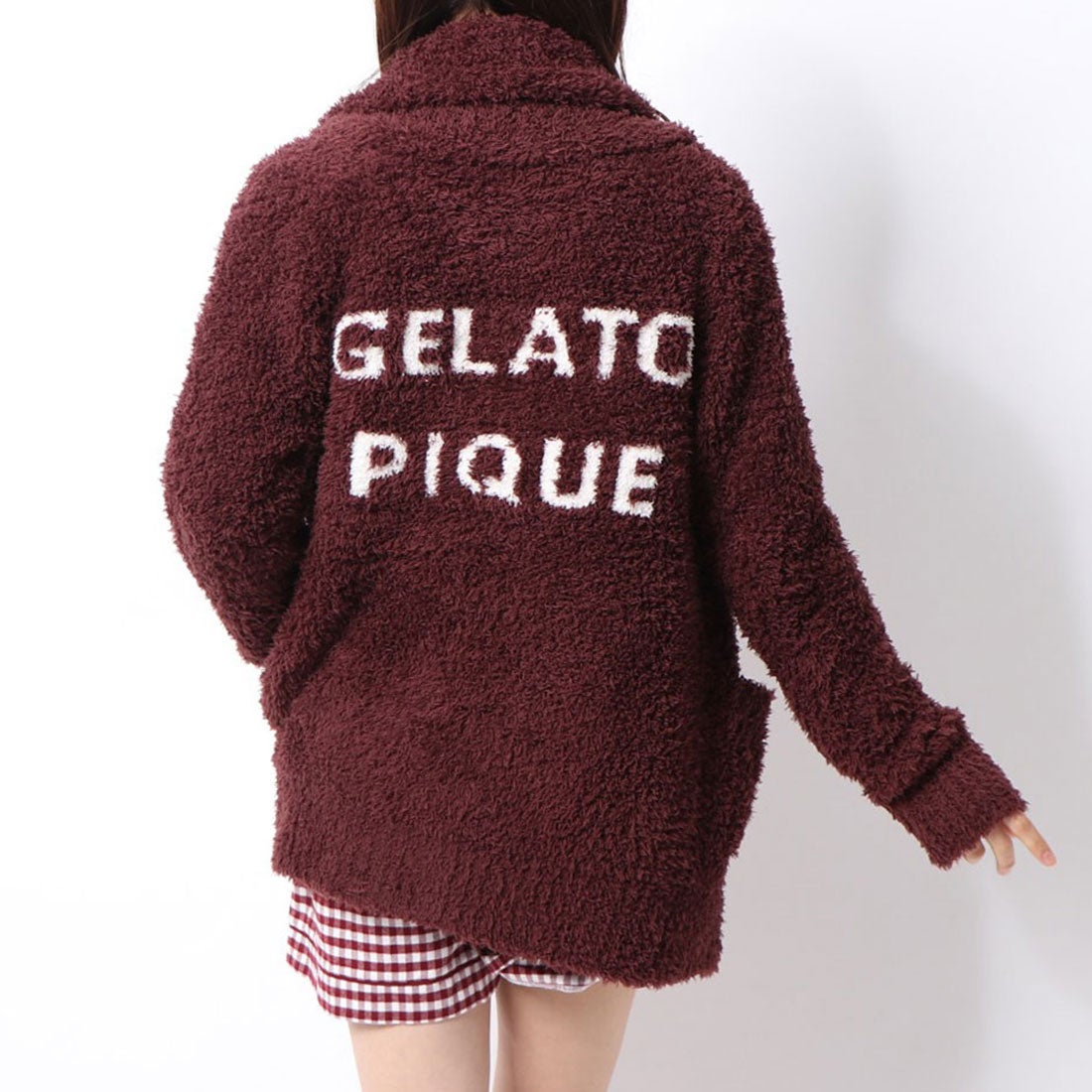 ジェラートピケ gelato pique ロゴジャガードショールカーディガン