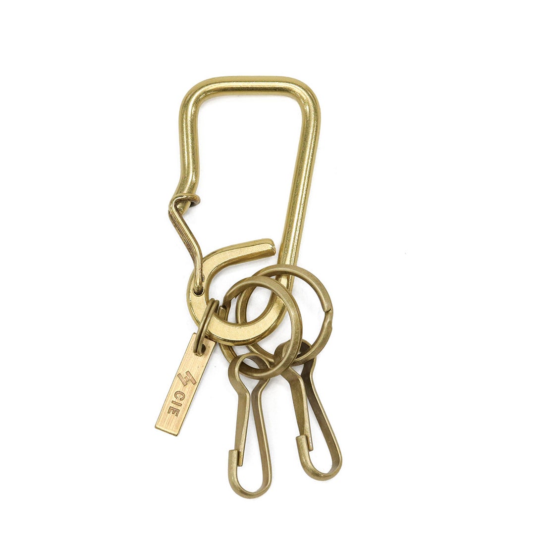 CLUCT 真鍮 ブラス 厚手カラビナ キーリング 両面に刻印クラフトマン