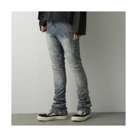 グアピ GUAPI GUAPI ジーンズ Aqua Blue Rivets Stacked Denim フレア