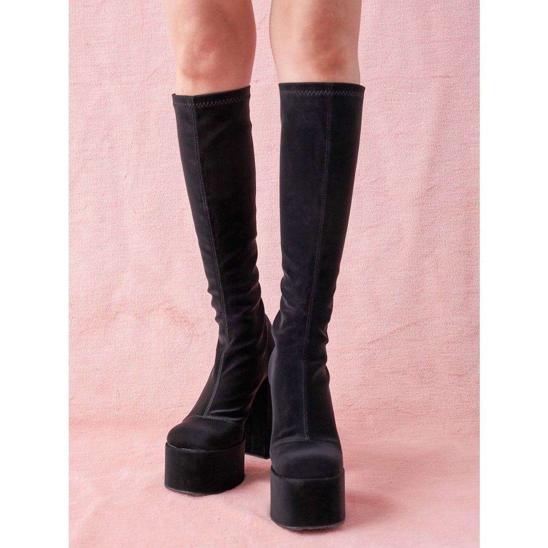 ダーリッチ Darich ウルトラストレッチレザーロングブーツ （ブラック