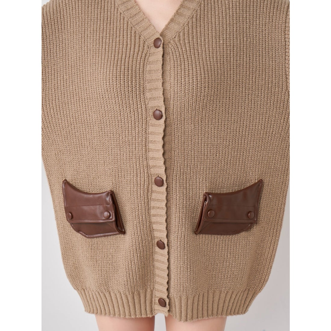 ダーリッチ Darich レザーコンビオーバーカーディガン （ピンク