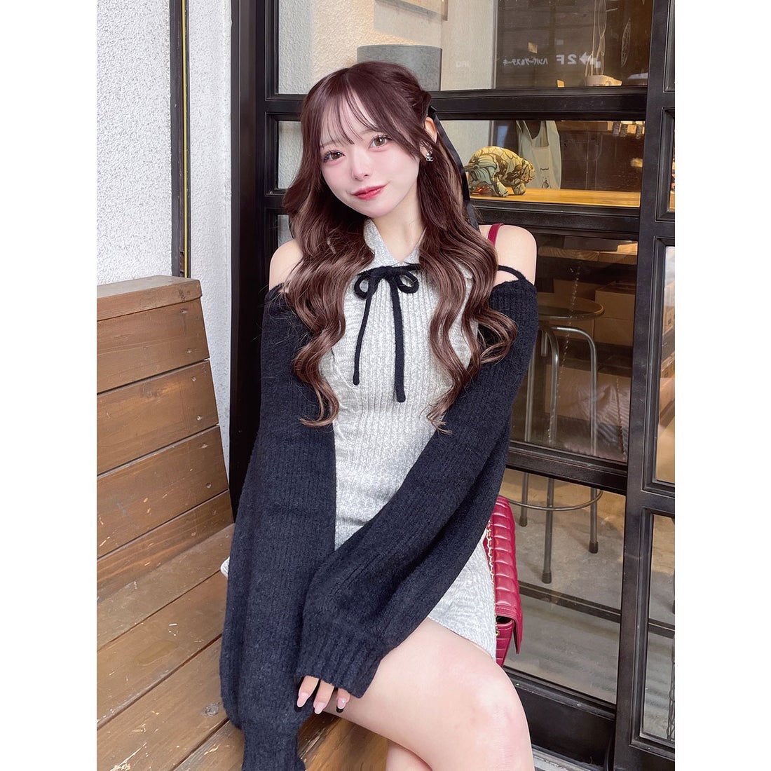 ダーリッチ Darich ショートボレロニットミニワンピース （グレー