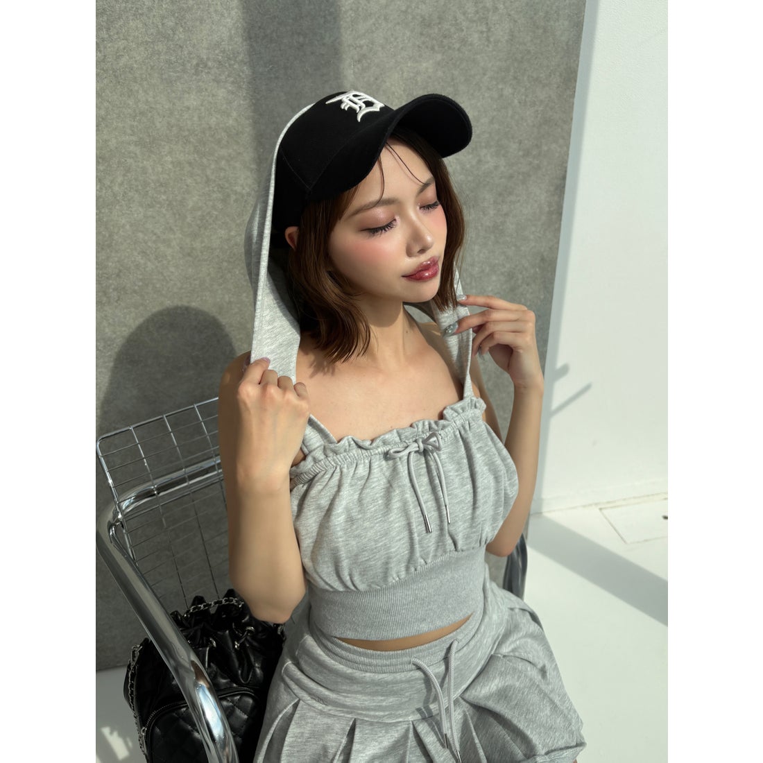 ダーリッチ Darich コルセットリブスウェットベアトップ （グレー