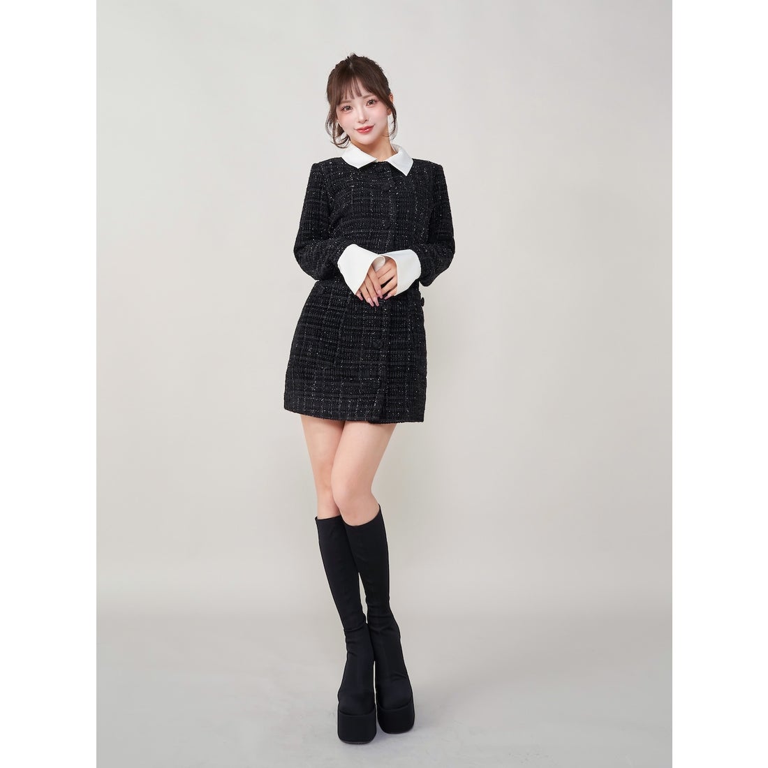 ダーリッチ Darich クラシカルボウタイツイードミニワンピース