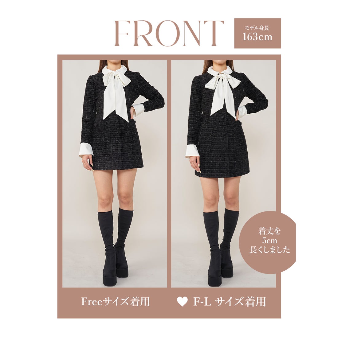 ダーリッチ Darich クラシカルボウタイツイードミニワンピース