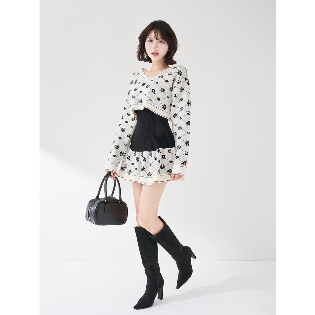 ダーリッチ Darich アンサンブルスノーロゴニットミニワンピース