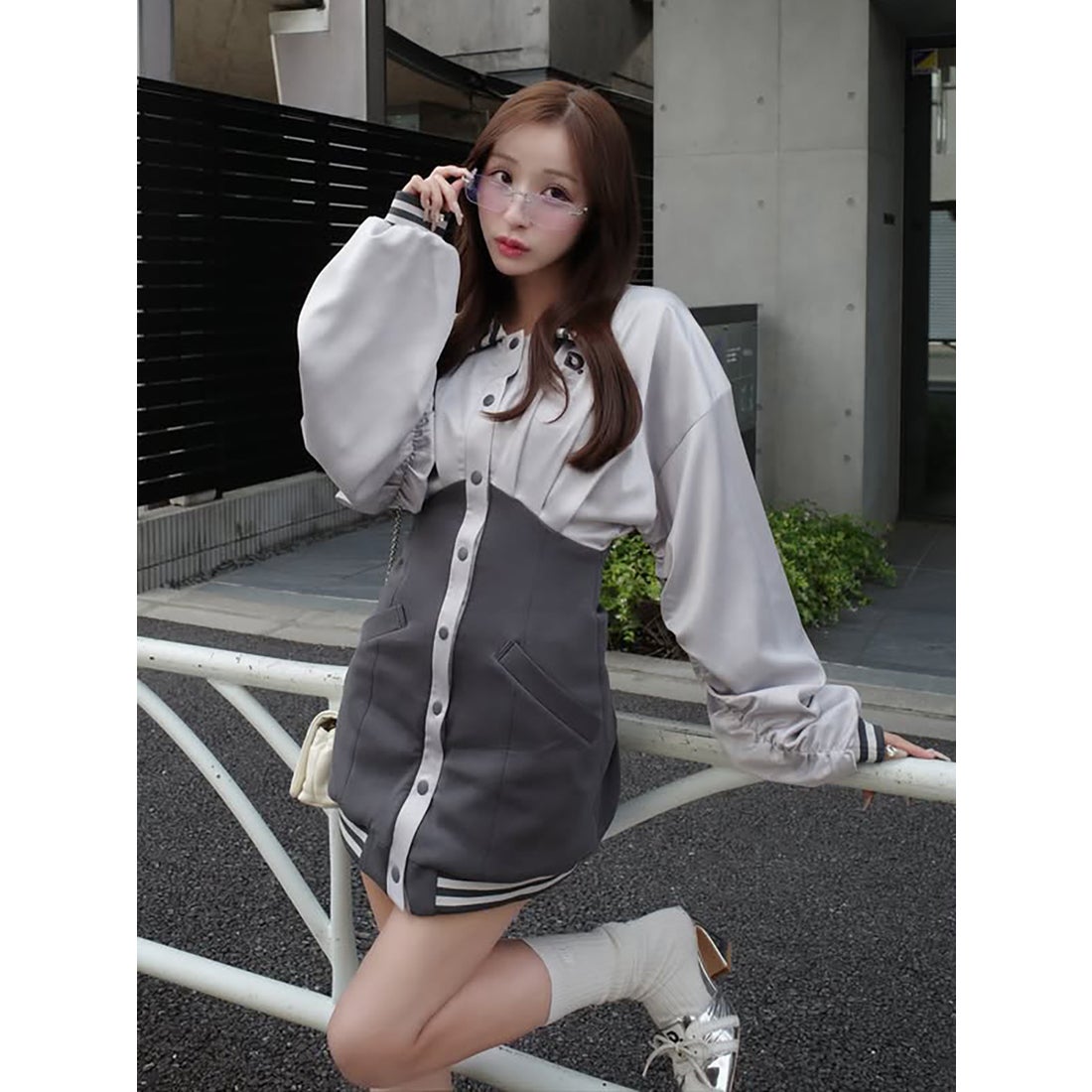 ダーリッチ Darich ドルマンスリムスカジャンミニワンピース （ピンク