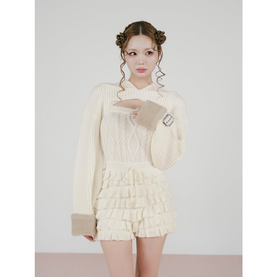 ダーリッチ Darich フリルニットコンビネゾン （ホワイト