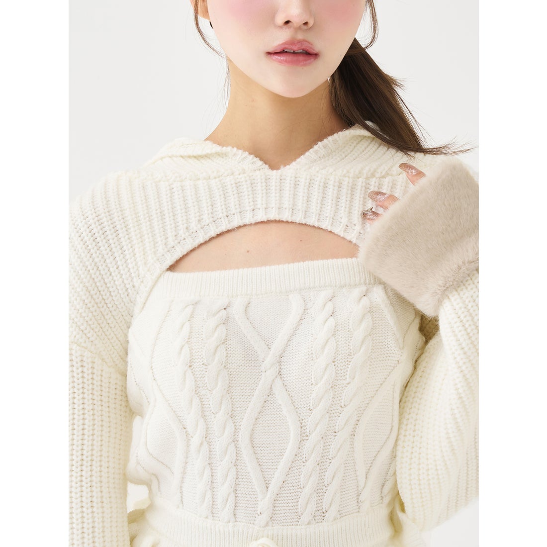 ダーリッチ Darich フリルニットコンビネゾン （ホワイト） -靴