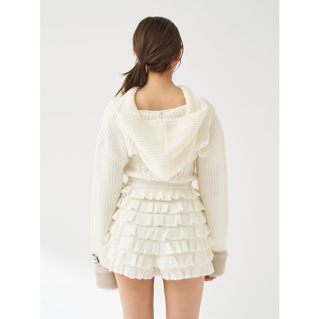 ダーリッチ Darich フリルニットコンビネゾン （ホワイト） -靴