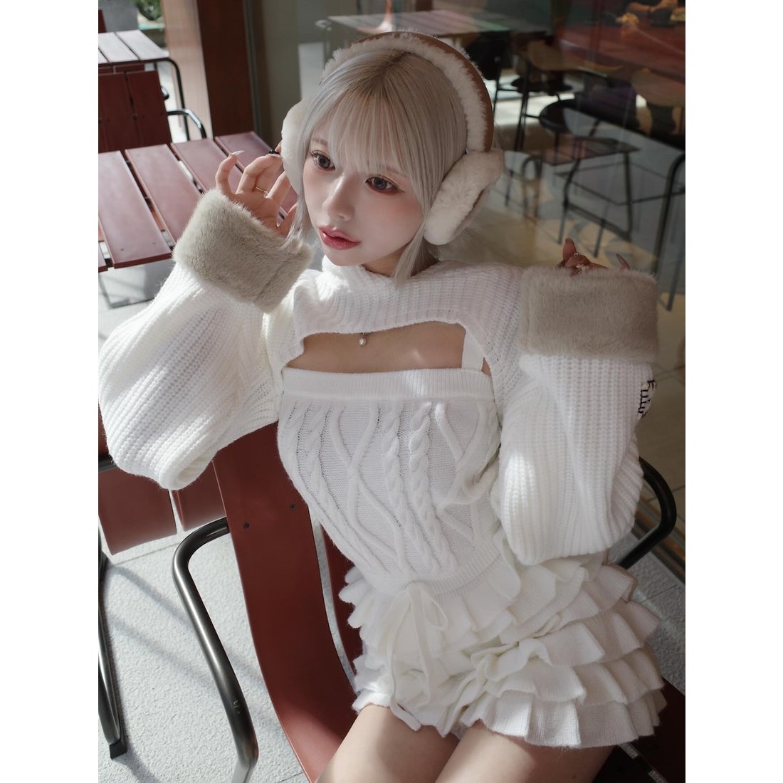 ダーリッチ Darich フリルニットコンビネゾン （ホワイト