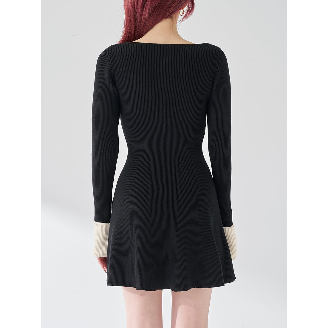 ダーリッチ Darich リボンファーフレアニットミニワンピース