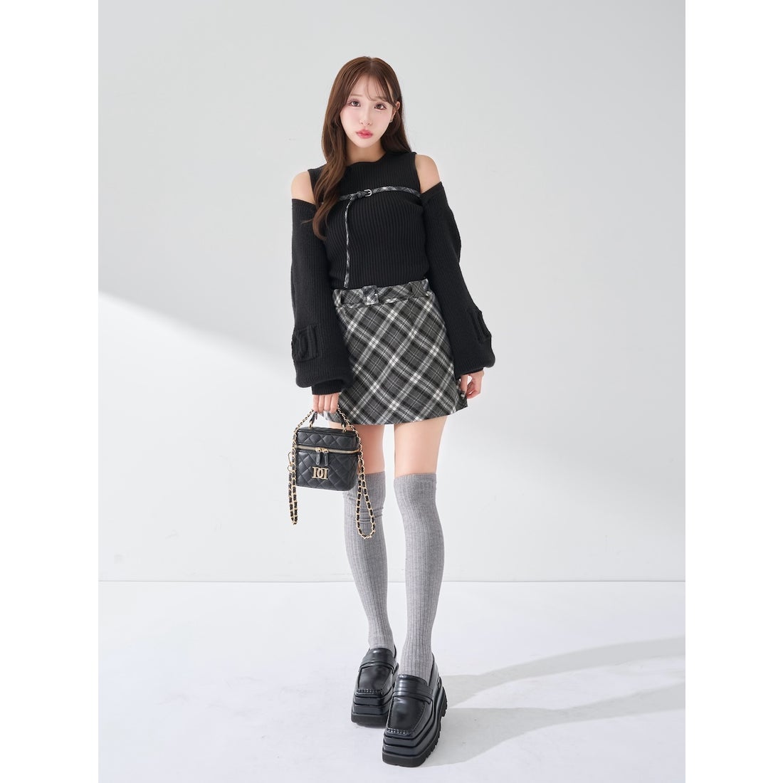 ダーリッチ Darich ドッキングミドルウエストニットミニワンピース