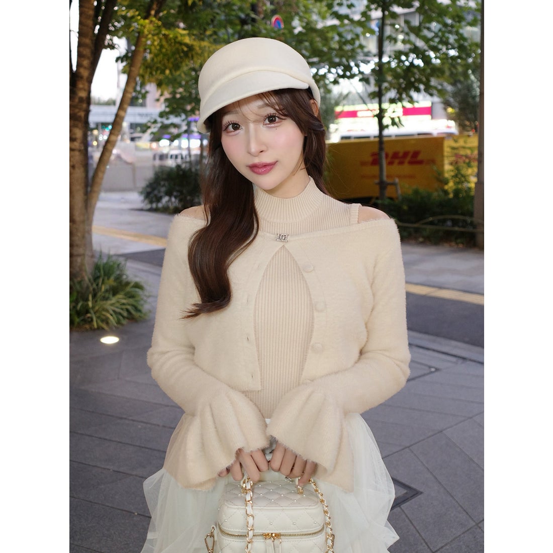 ダーリッチ Darich アンサンブルシャギーニットトップス （ベージュ