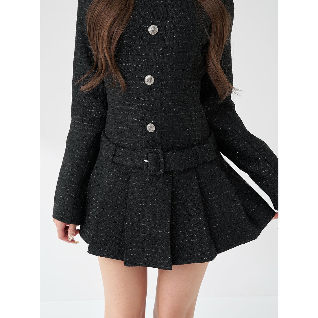 ダーリッチ Darich ボックスプリーツツイードミニワンピース （ピンク