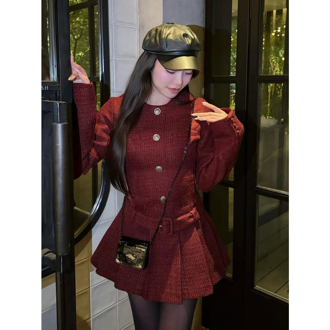 ダーリッチ Darich ボックスプリーツツイードミニワンピース