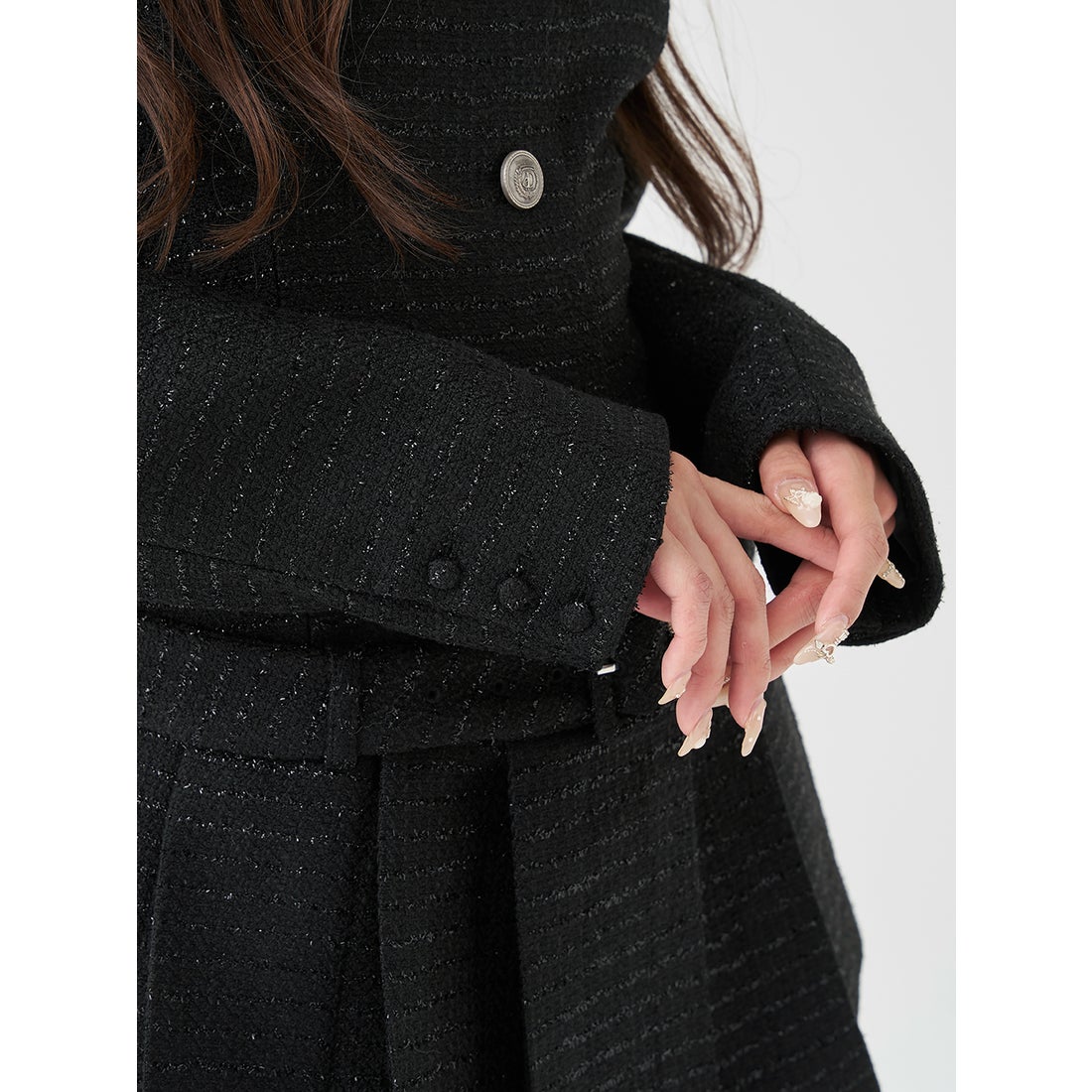 ダーリッチ Darich ボックスプリーツツイードミニワンピース