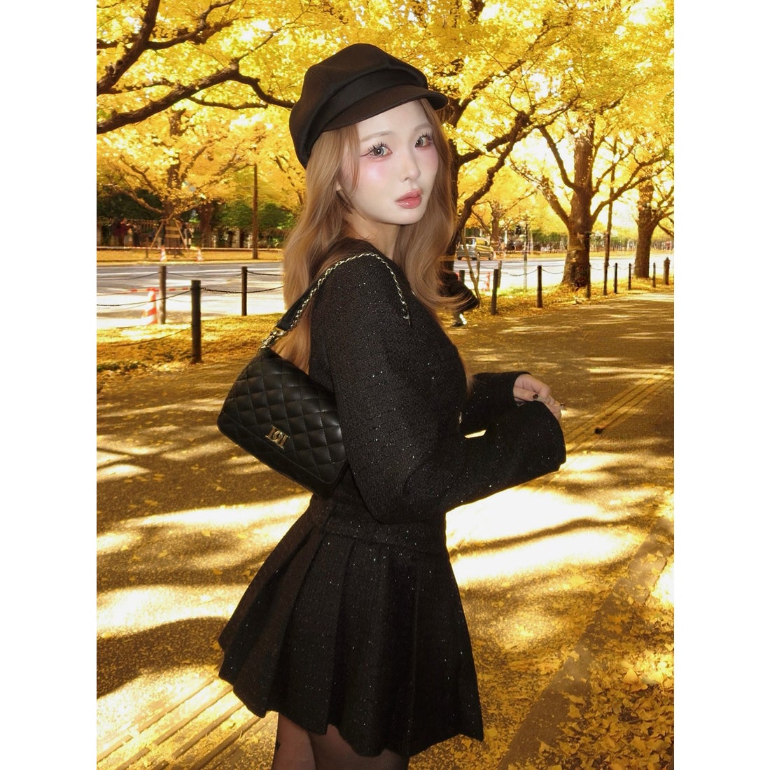 ダーリッチ Darich ボックスプリーツツイードミニワンピース