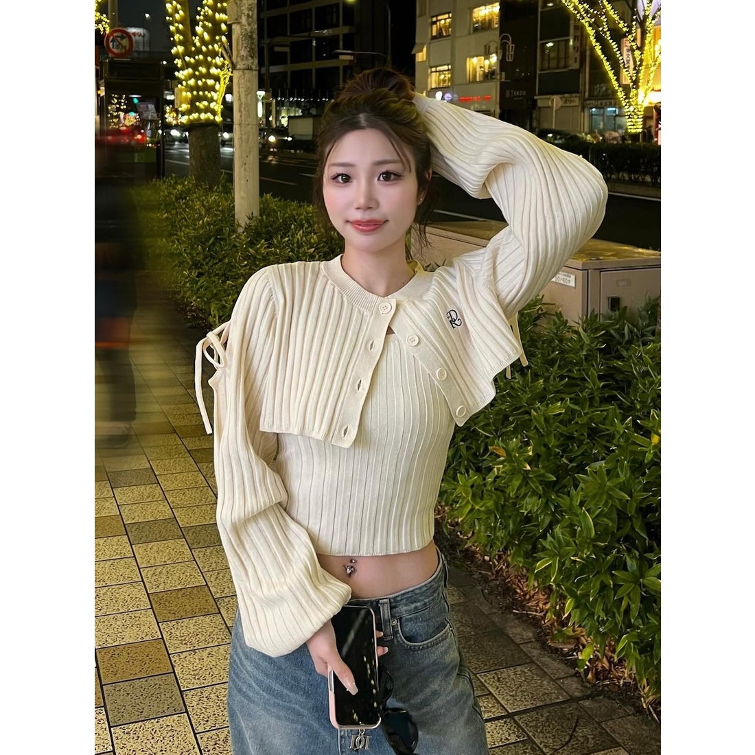 ダーリッチ Darich ショルダーオープンアンサンブルニットトップス