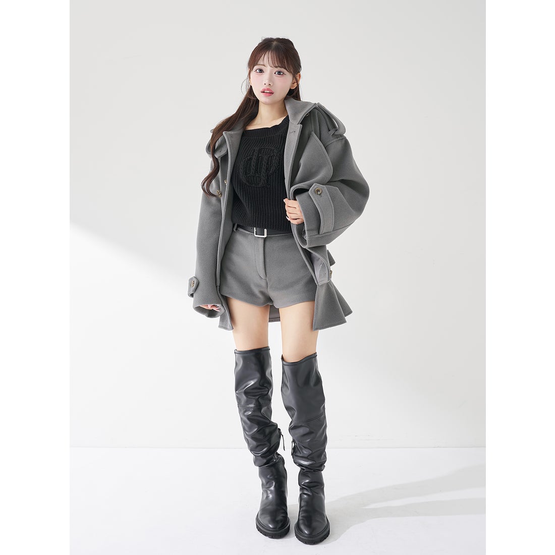 ダーリッチ Darich ドロップショルダージャケットコート （グレー