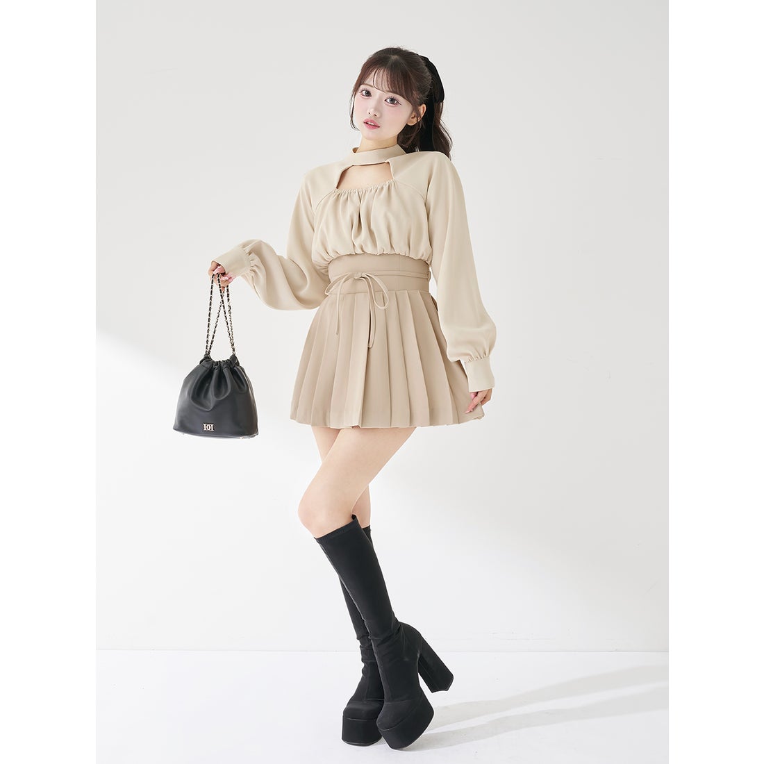 ダーリッチ Darich ドッキングコルセットプリーツミニワンピース