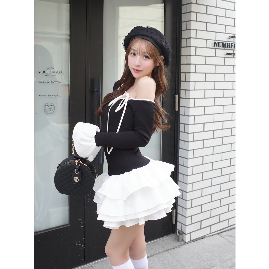 ダーリッチ Darich デザインネックリボンミニワンピース （ブラック