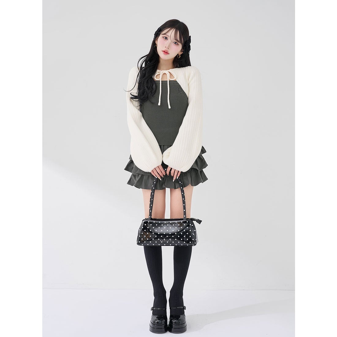 ダーリッチ Darich ティアードフリルミニワンピース （グレー