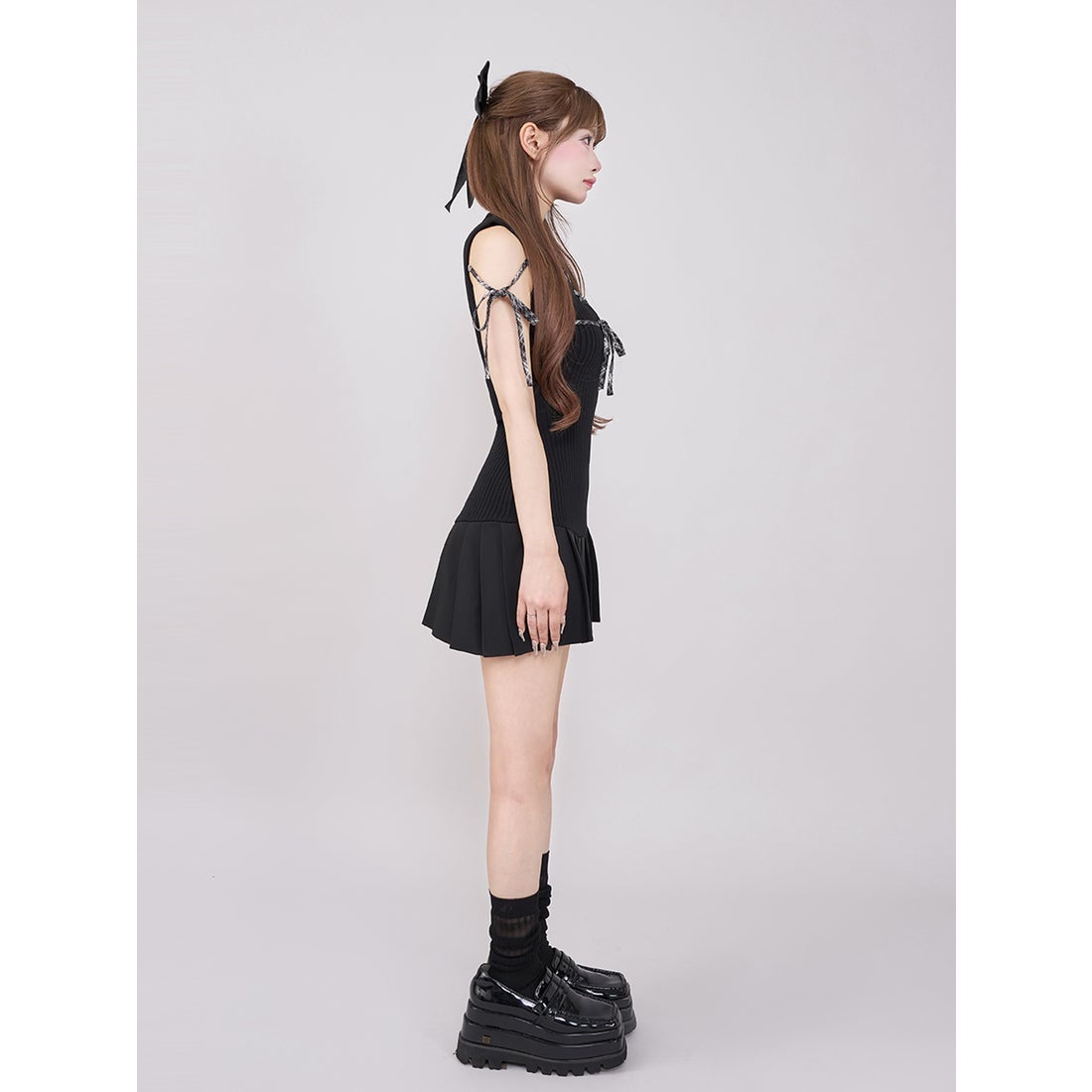 ダーリッチ Darich コルセットレースカットミニワンピース FL ブラック