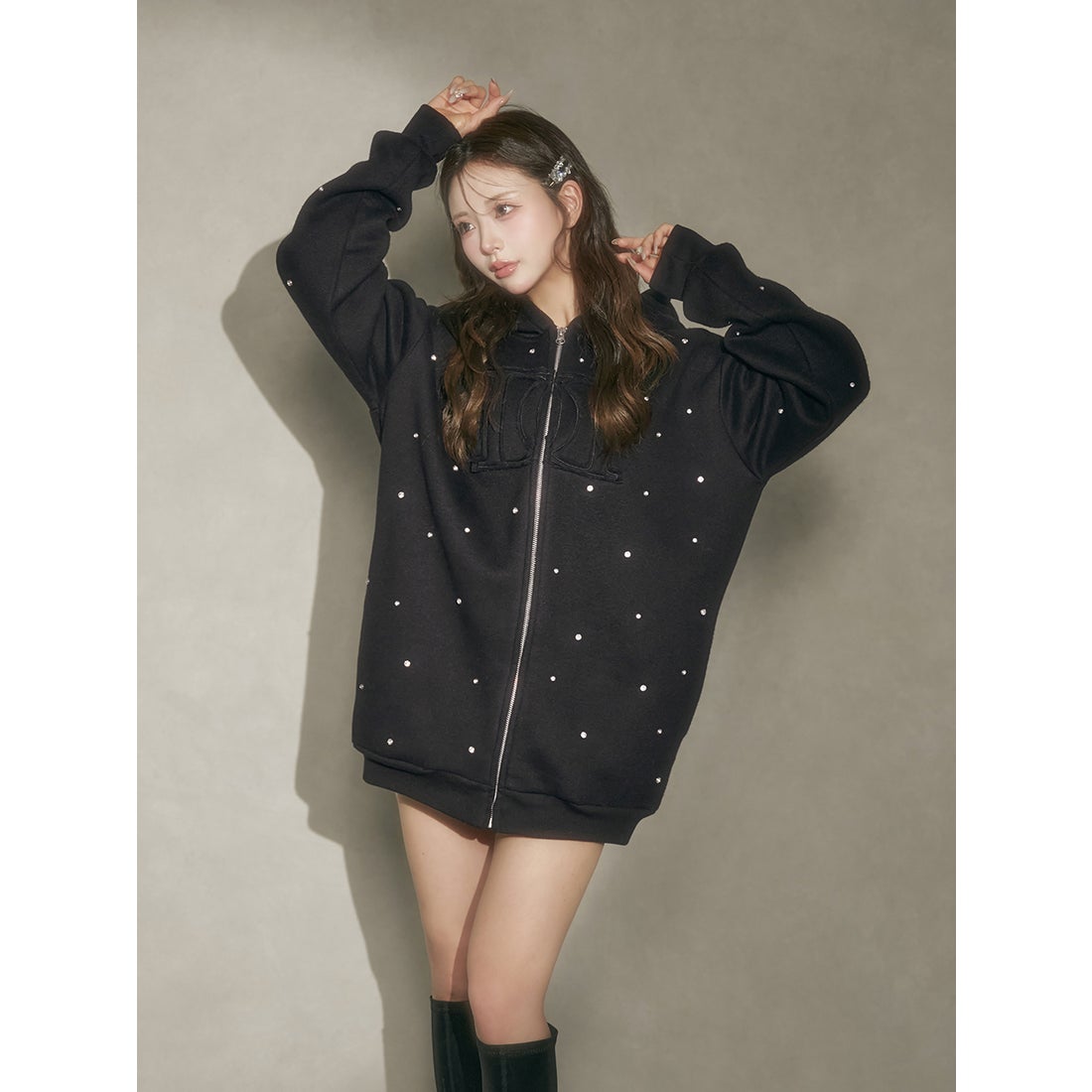 ダーリッチ Darich DDロゴビジュージップパーカー （グレー） -靴