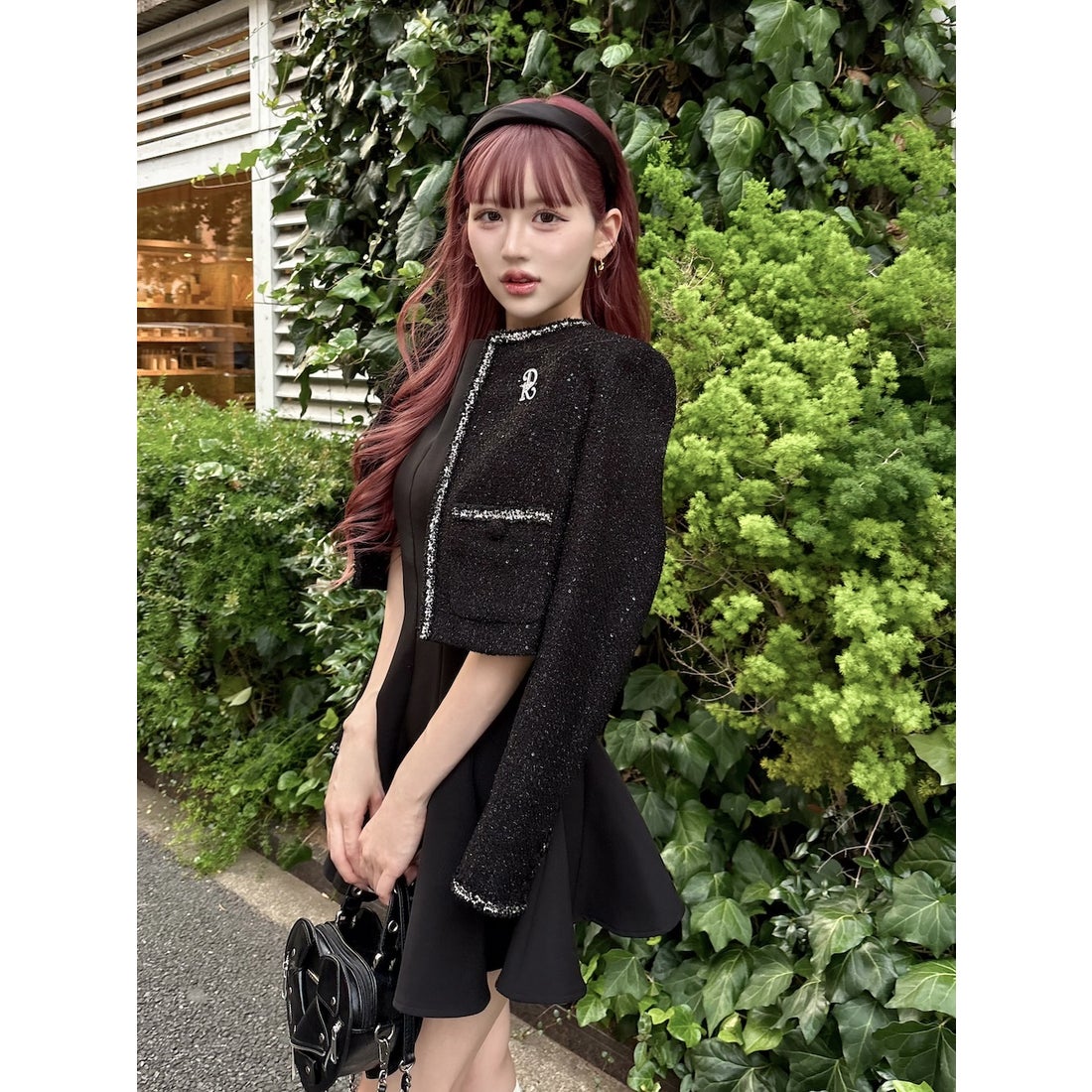 ダーリッチ Darich スパンコールツイードジャケット （ブラック