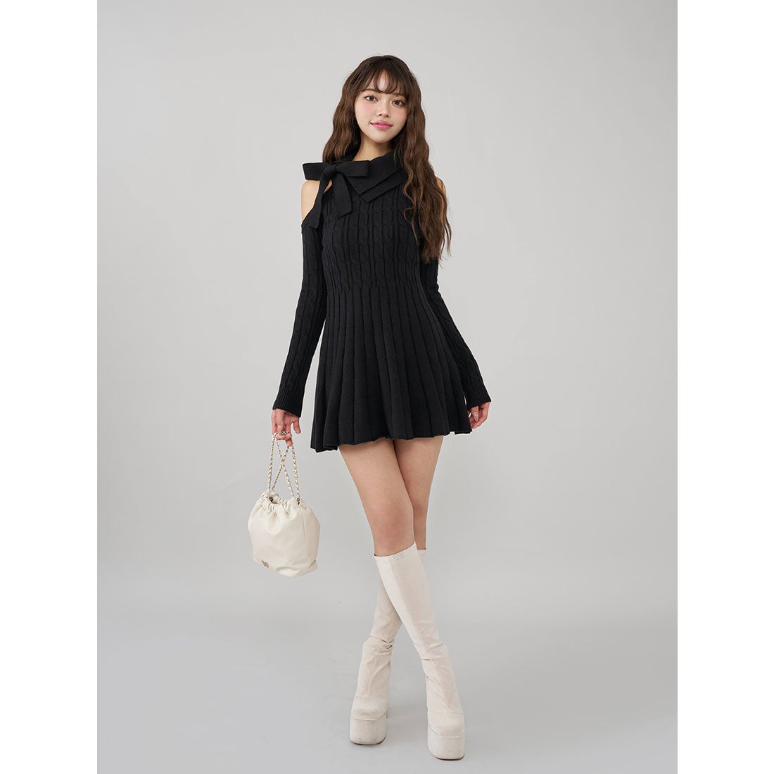 ダーリッチ Darich アメスリフレアニットミニワンピース （ブラウン