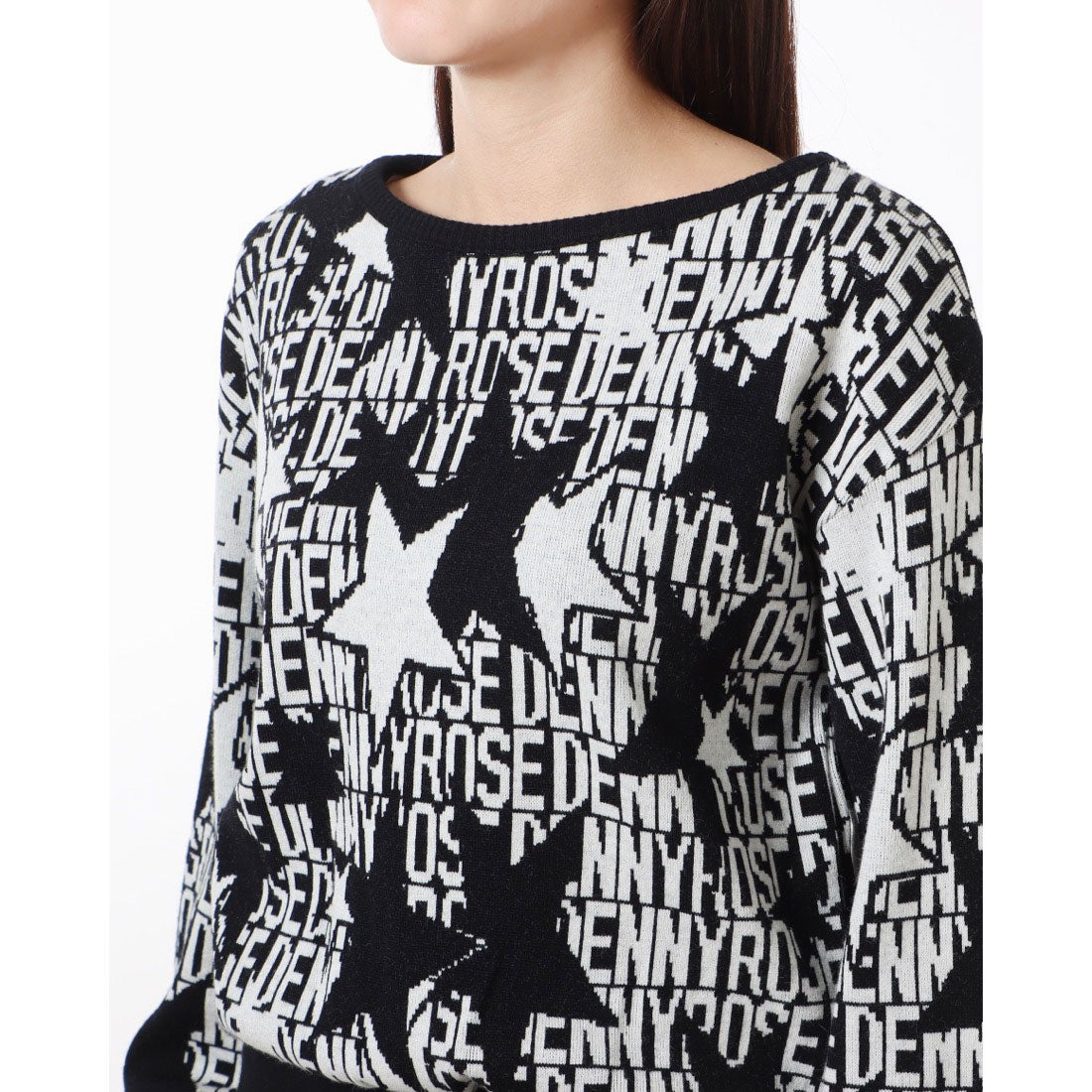 デニーローズ DENNY ROSE ロゴ×スタージャガードニットワンピース